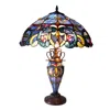 Chloelighting Nora Tiffany Style Victorian Double Lit 3 Light Dtable Lamp 18" Shade In Multi