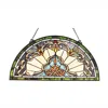 Chloelighting Norene Tiffany-style Victorian Stained-glass Window Panel 12.5" Height