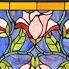 Chloelighting Oriental Tiffany-style Floral Stained Glass Window Panel 34" Wide