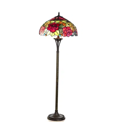 Chloelighting Peggy Tiffany-style 2 Light Roses Floor Lamp 18" Shade