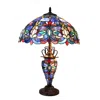 Chloelighting Priscilla Tiffany-style 3 Light Victorian Double Lit Table Lamp 18" Shade