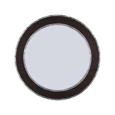 Chloelighting Reflection Vertical Hanging Black-wood Finish Circle Framed Wall Mirror 30" Height