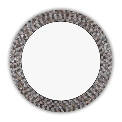 Chloelighting Reflection Vertical Hanging Seashell Finish Round Framed Wall Mirror 30" Height