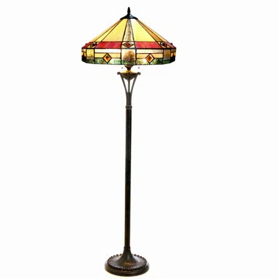 Chloelighting Ridley Tiffany-style 2 Light Mission Floor Lamp 18" Shade