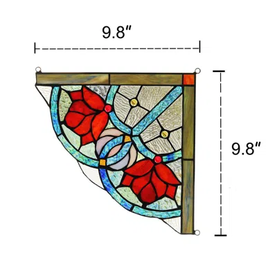 Chloelighting Roseheart Victorian Tiffany-glass Window Panel 10" Wide