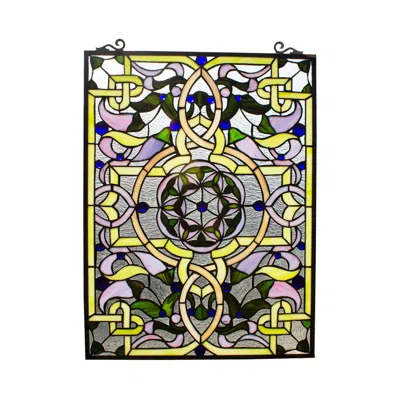 Chloelighting Sabrina Tiffany-style Victorian Window Panel 24" Height
