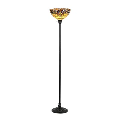 Chloelighting Serenity Tiffany-style 1 Light Victorian Torchiere Floor Lamp 14" Shade