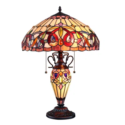 Chloelighting Serenity Tiffany-style Dark Bronze 3 Light Double Lit Table Lamp 16" Shade
