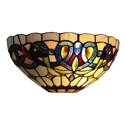 Chloelighting Serenity Victorian Tiffany-style Black 1 Light Wall Sconce 12" Wide