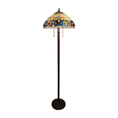 Chloelighting Serenity Victorian Tiffany-style Dark Bronze 2 Light Floor Lamp 18" Wide