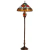 Chloelighting Sincere Tiffany-style 3 Light Roses Double Lit Floor Lamp 18" Shade
