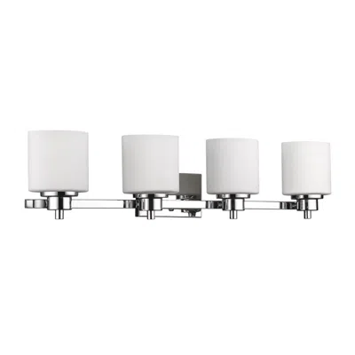 Chloelighting Solbi Contemporary 4 Light Chrome Finish Bath Vanity Wall Fixture White Alabaster Glass 33" Wide