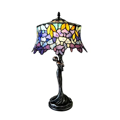 Chloelighting Sophia Wisteria 1 Light Antique Dark Bronze Accent Lamp 13" Shade