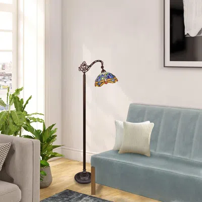 Chloelighting Sunniva Dragonfly-style 1-light Dark Bronze Finish Reading Floor Lamp 11" Shade