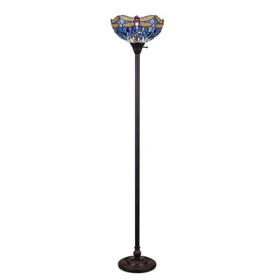 Chloelighting Sunniva Dragonfly-style Dark Bronze 1 Light Torchiere Floor Lamp 14" Wide