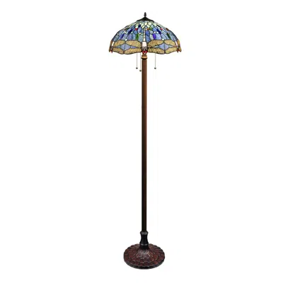 Chloelighting Sunniva Dragonfly-style Dark Bronze 3 Light Floor Lamp 18" Wide