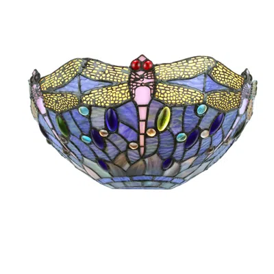 Chloelighting Sunniva Dragonfly Tiffany-style 1 Light Wall Sconce 12" Wide