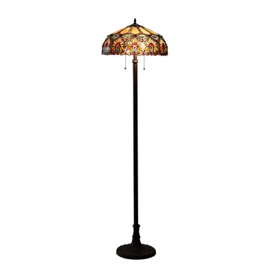 Chloelighting Sunny Tiffany-style 2 Light Floral Floor Lamp 18" Shade