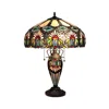 Chloelighting Sunny Tiffany-style 3-light Floral Double Lit Table Lamp 18" Shade