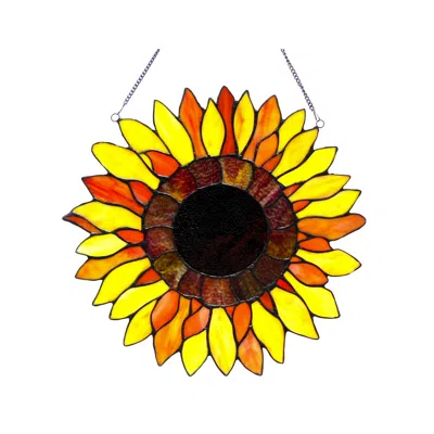 Chloelighting Sunnyville Tiffany-glass Sunflower Window Panel 16"