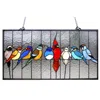Chloelighting Tiffany-glass Featuring Birds In The Cage Window Panel 24.5x13 In Multi