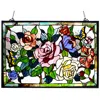 Chloelighting Tiffany-glass Featuring Roses & Butterflies Window Panel 27x19