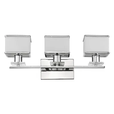 Chloelighting Trilluminate Contemporary 3 Light Chrome Finish White Opal Glass Bath Vanity Wall Fixture 24" Wide
