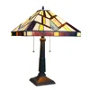 Chloelighting Vincent Tiffany-style Blackish Bronze 2-light Mission Table Lamp 16" Shade