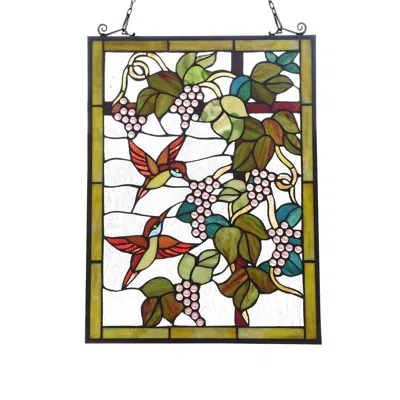 Chloelighting Vineyard Tiffany-style Animal Design Window Panel 18" X 25"