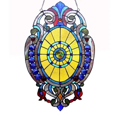 Chloelighting Webster Tiffany-glass Victorian Window Panel 15x23