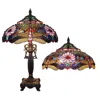 Chloelighting Zygo Tiffany-style 2 Light Dragonfly Table Lamp 19" Shade