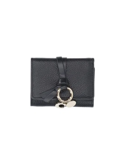 Chloé -style Mini Calf Leather Flap Wallet For Women In Black