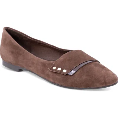Chocolat Blu Abbe Flat In Brown Suede