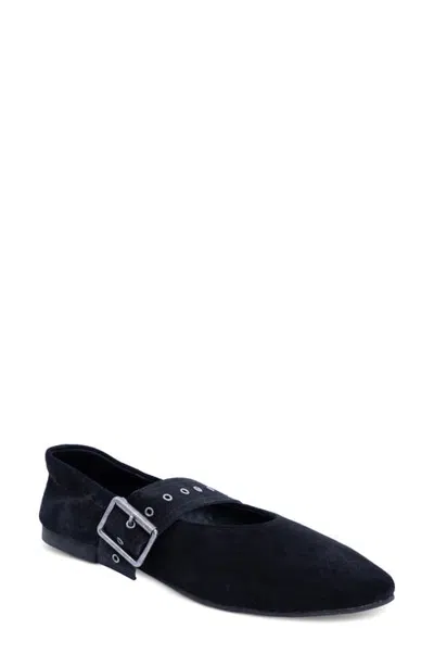 Chocolat Blu Abela Mary Jane Flat In Black Suede