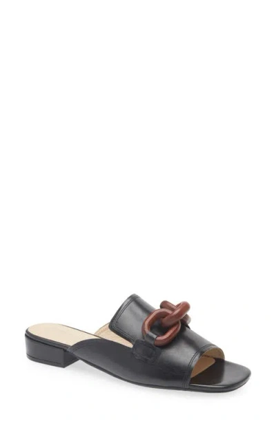 Chocolat Blu Bell Slide Sandal In Black Leather