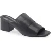 Chocolat Blu Block Heel Sandal In Black Leather
