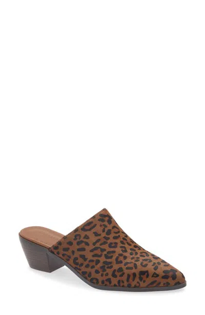 Chocolat Blu Cabela Genuine Calf Hair Pointed Toe Mule In Leopard Calf Hair