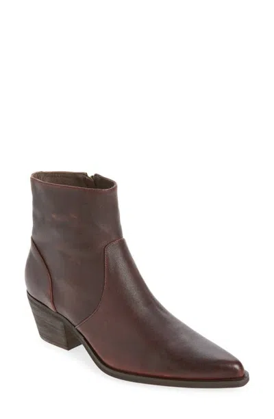 Chocolat Blu Che Pointed Toe Leather Bootie In Dark Brown Leather