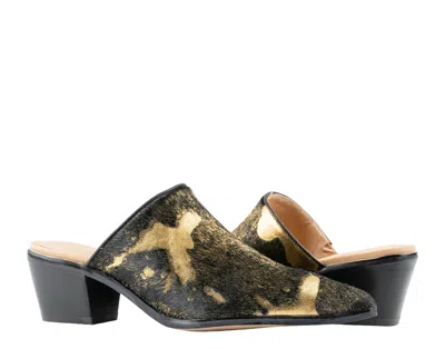 Chocolat Blu Clint Black Gold Calf Hair Women's Mule