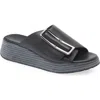 Chocolat Blu Ela Platform Wedge Slide Sandal In Black Leather