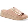 Chocolat Blu Ela Platform Wedge Slide Sandal In Rose Leather