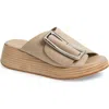 Chocolat Blu Ela Platform Wedge Slide Sandal In White Sand Leather