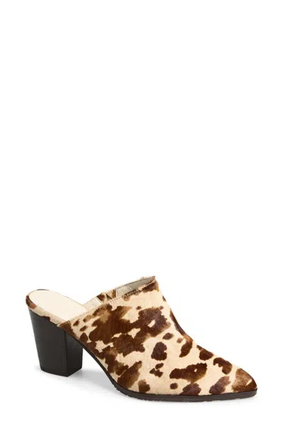 Chocolat Blu Emerald Pointed Toe Mule In Cream Brown Calf Hair