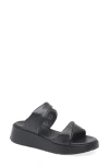 Chocolat Blu Essa Platform Wedge Slide Sandal In Black Leather