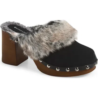 Chocolat Blu Fadia Faux Shearling Mule In Black