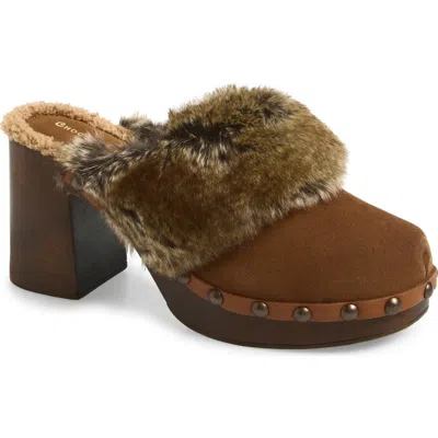 Chocolat Blu Fadia Faux Shearling Mule In Brown