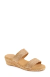 Chocolat Blu Farra Platform Wedge Slide Sandal In Toast Raffia