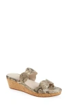 Chocolat Blu Fira Platform Wedge Slide Sandal In Natural Embossed Snake