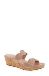 Chocolat Blu Fira Platform Wedge Slide Sandal In Rose Leather