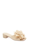 Chocolat Blu Flower Embellished Raffia Sandal In Natural Raffia